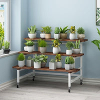 Solid Wood Step Flower Stand for Living Room Balcony Outdoor Courtyard Succulent Display