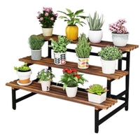 Solid Wood Step Flower Stand for Living Room Balcony Outdoor Courtyard Succulent Display