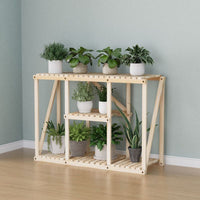 Solid Pine Wood Multi-tier Plant Stand for Indoor/Outdoor Use