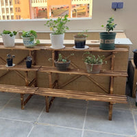 Carbonized Anti-Corrosion Wooden 3-Tier Ladder Plant Stand for Balcony