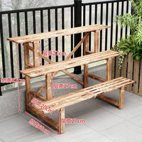 Carbonized Anti-Corrosion Wooden 3-Tier Ladder Plant Stand for Balcony