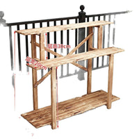 Carbonized Anti-Corrosion Wooden 3-Tier Ladder Plant Stand for Balcony