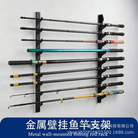 Metal Multi-Slot Fishing Rod Ceiling Mount Hanger with Wall Display Rack