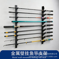 Metal Multi-Slot Fishing Rod Ceiling Mount Hanger with Wall Display Rack