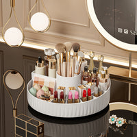 Rotating Cosmetic Storage Box, Plastic, White, No Lid