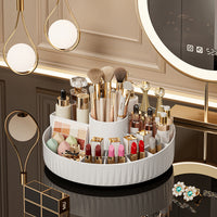 Rotating Cosmetic Storage Box, Plastic, White, No Lid