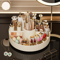 Rotating Cosmetic Storage Box, Plastic, White, No Lid