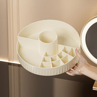 Rotating Cosmetic Storage Box, Plastic, White, No Lid
