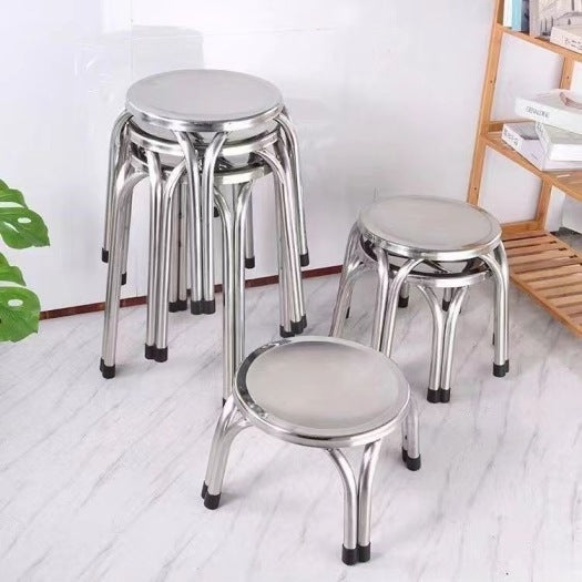 Thickened Stainless Steel Four-Leg Round Stool for Restaurant and Home