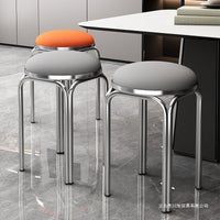 Thickened Stainless Steel Stool, Light Luxury Home Dining Stool, Modern Minimalist Round Stool, Stackable