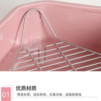 Heavy-Duty Anti-Tip Ceramic Pentagon Rabbit Toilet for Chinchillas and Squirrels, Large