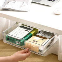 Under-Desk Drawer Stationery Storage Box, Office Desktop Hidden Drawer Organizer