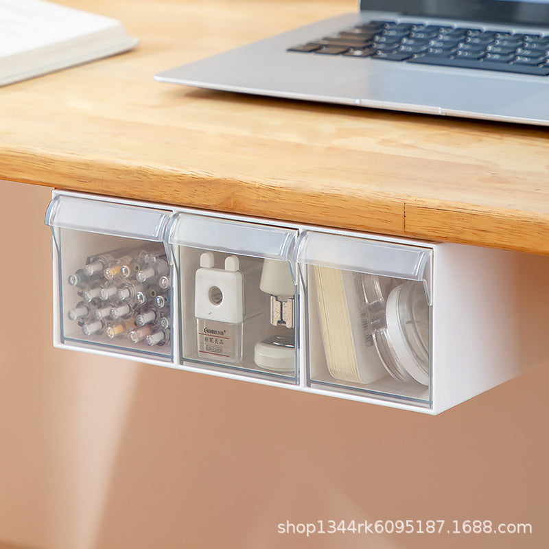 Under-Desk Drawer Storage Box Invisible Adhesive Drawer for Dormitory Office Desktop Workstation Organizer Shelf