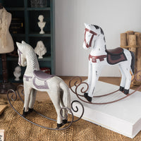 Nordic Wooden Rocking Horse Ornament Vintage Home Decor