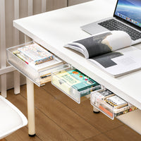 Under-Desk Drawer Stationery Storage Box, Office Desktop Hidden Drawer Organizer