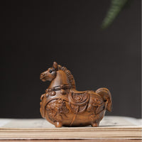 Factory Direct Beech Wood Tang Horse Ornament, Creative Horse Year Gift, Cute Solid Wood Desktop Rocking Horse Decoration