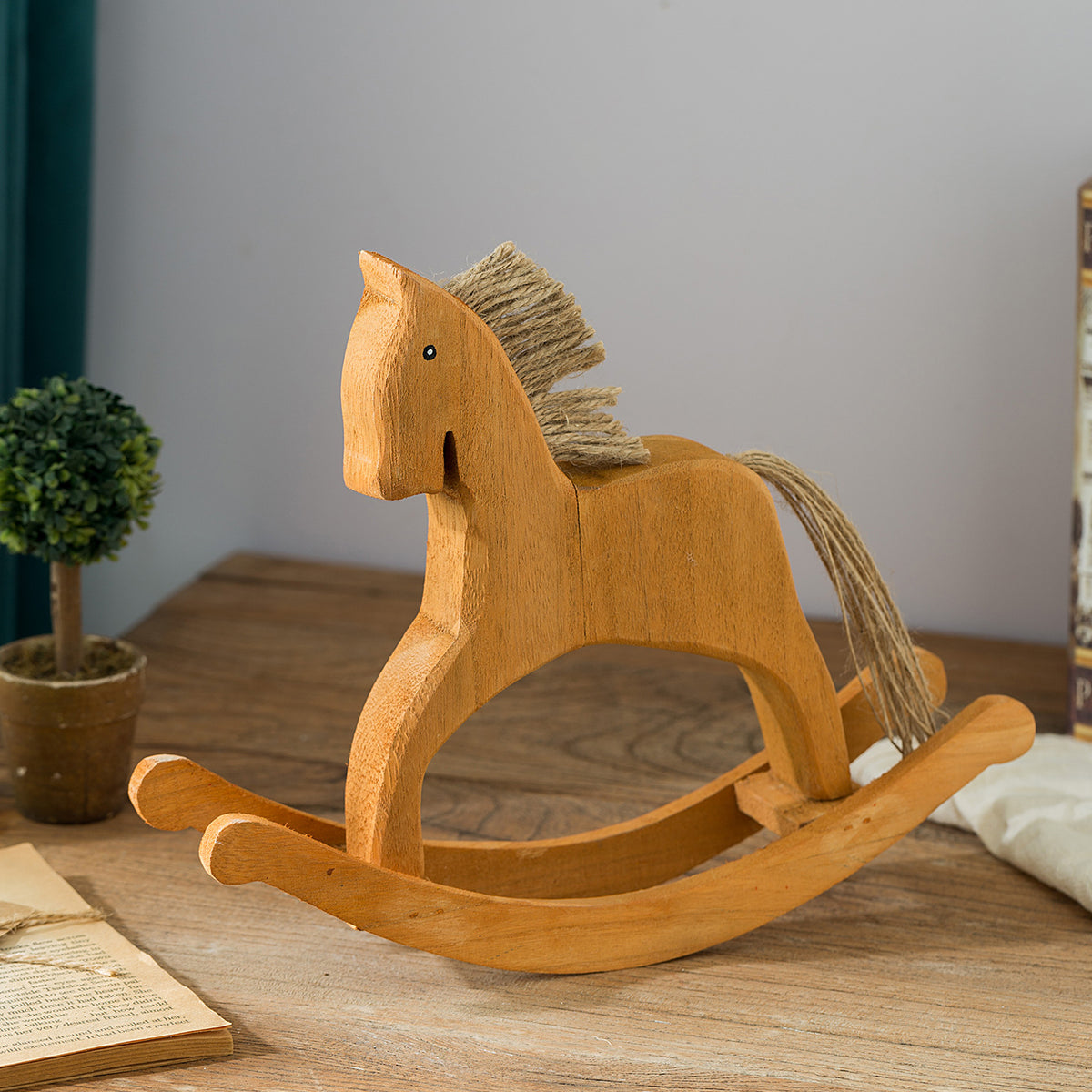 Vintage Rocking Horse Wood Carving Ornament