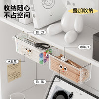 Under-Desk Drawer Storage Box Large Capacity Hidden Organizer for Student Dormitory Transparent Hanging Storage Box