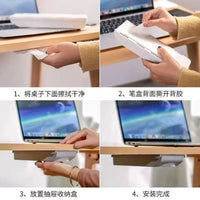 Under-Desk Hidden Drawer Storage Box Plastic Invisible Desktop Storage Box for Office and Kitchen Multi-functional Organizer