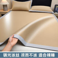 Foldable Ice Silk Mat Set for Single Bed, Machine Washable, 2025 New