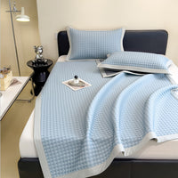 Premium PE Polymer Ice Silk Bed Mat Set with Fitted Sheet, Foldable, Washable