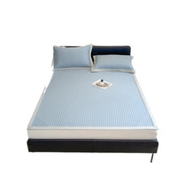 Premium PE Polymer Ice Silk Bed Mat Set with Fitted Sheet, Foldable, Washable