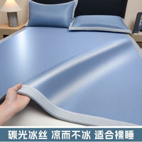 Foldable Ice Silk Mat Set for Single Bed, Machine Washable, 2025 New
