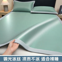 Foldable Ice Silk Mat Set for Single Bed, Machine Washable, 2025 New