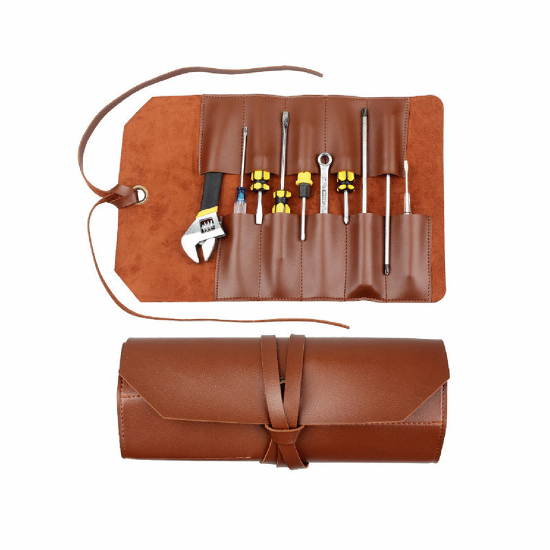 Multifunctional Leather Tool Roll Bag for Repair, Woodworking, Electrician, Screw Storage, Hardware, Chef Tools