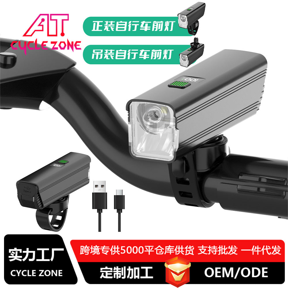 CYCLE ZONE B18 Aluminum Alloy Bike Front Light with USB-C Charging