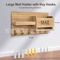 Wall-Mounted Solid Wood Entryway Organizer with Hooks