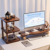 Baipu Wooden Desktop Monitor Stand for Laptops, White Three-Tier, 1.3kg