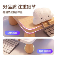 Baipu Wooden Desktop Monitor Stand for Laptops, White Three-Tier, 1.3kg