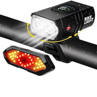 Aluminum Alloy T6 Bicycle Light with Battery Indicator, High Brightness, Dual Front Lights for Mountain Bikes (Plastic Model)