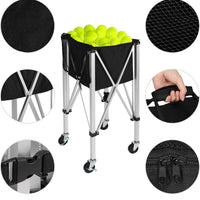 Portable Folding Aluminum Tennis Basketball Cart Movable Large Capacity Soccer Cart Storage Ball Pickup Basket Cart
