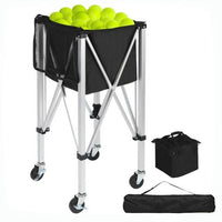 Portable Folding Aluminum Tennis Basketball Cart Movable Large Capacity Soccer Cart Storage Ball Pickup Basket Cart