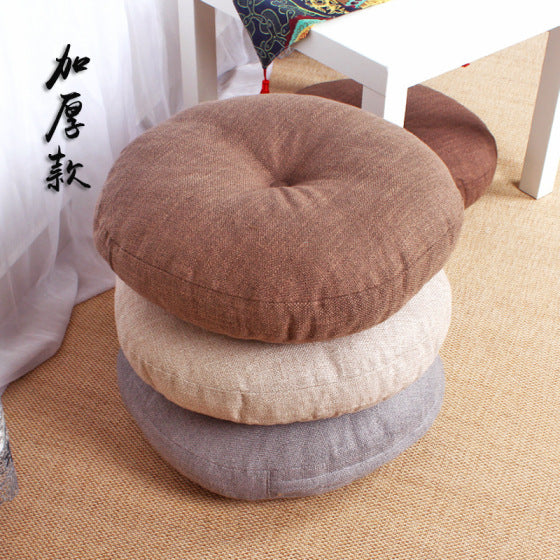 Linen Floor Cushion with Backrest for Balcony