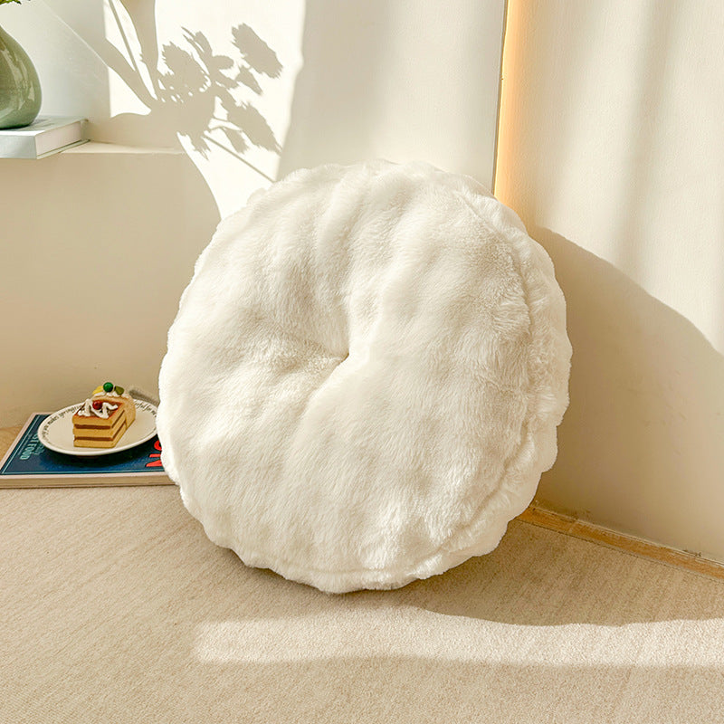 Faux Rabbit Fur Floor Cushion, Modern Minimalist, Washable