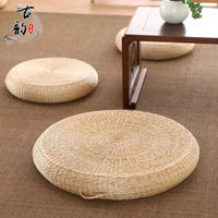 Round Straw Woven Floor Cushion for Meditation and Balcony