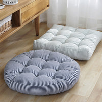 Striped Cotton-Linen Cushion for Office and Tatami Use