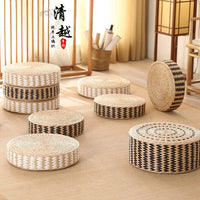 Handwoven Straw Round Cushion, Thickened, for Window Sill or Tatami