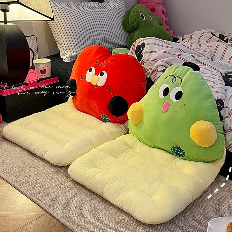 Cartoon Apple-Shaped Plush Floor Cushion with Backrest