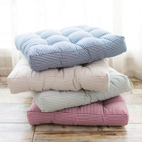 Striped Cotton-Linen Cushion for Office and Tatami Use