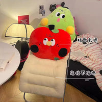 Cartoon Apple-Shaped Plush Floor Cushion with Backrest