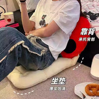 Cartoon Apple-Shaped Plush Floor Cushion with Backrest