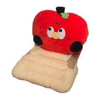 Cartoon Apple-Shaped Plush Floor Cushion with Backrest
