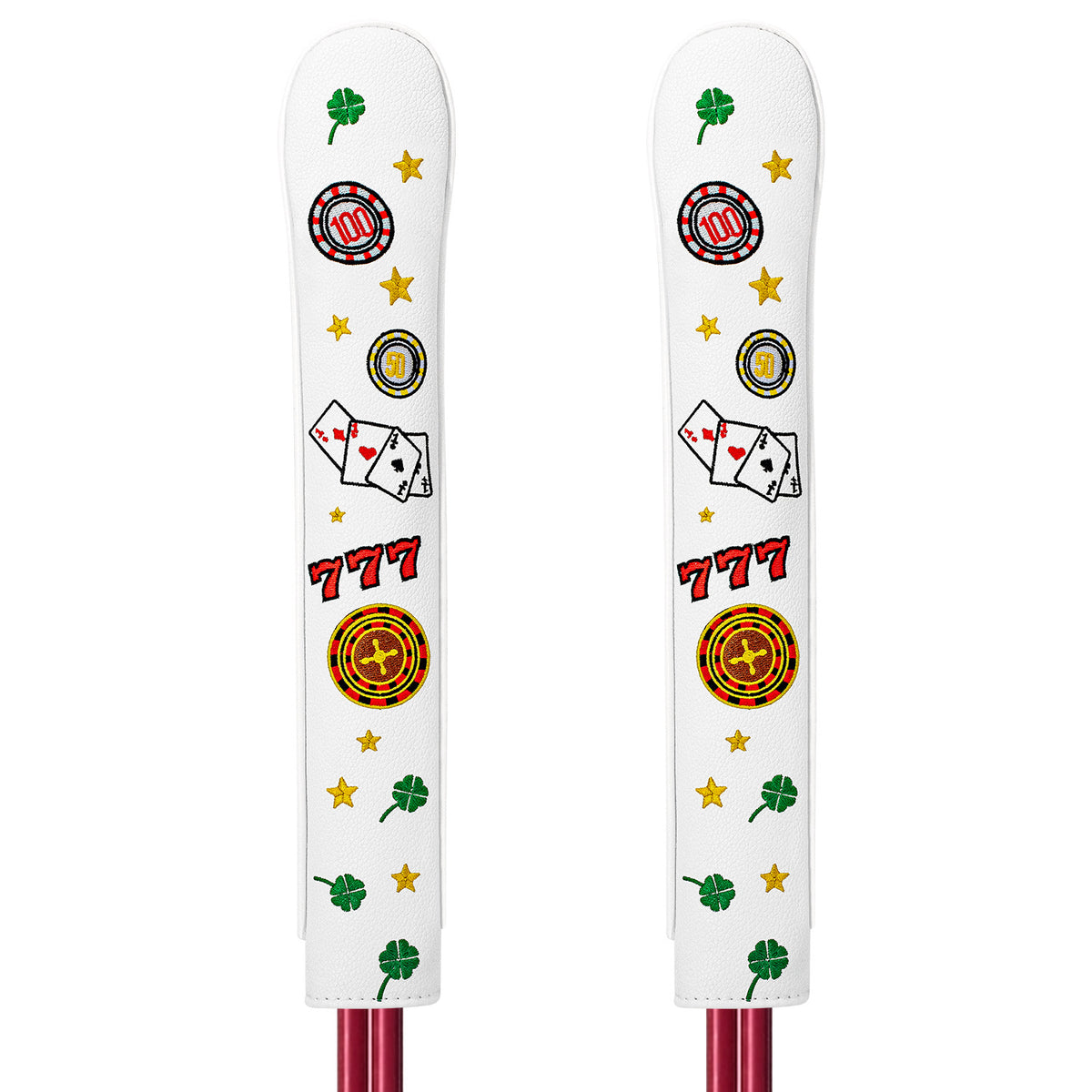 Golf Direction Stick Cover with Dice Embroidery, PU Leather, Outdoor Training Accessory