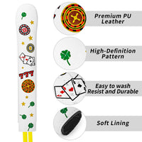 Golf Direction Stick Cover with Dice Embroidery, PU Leather, Outdoor Training Accessory