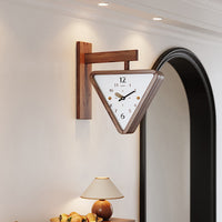 Meishida Solid Wood Double-Sided Triangular Wall Clock