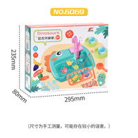Electric Dinosaur Dishwasher Toy with Circulating Water and Fishing, 2-in-1 Kitchen Playset
